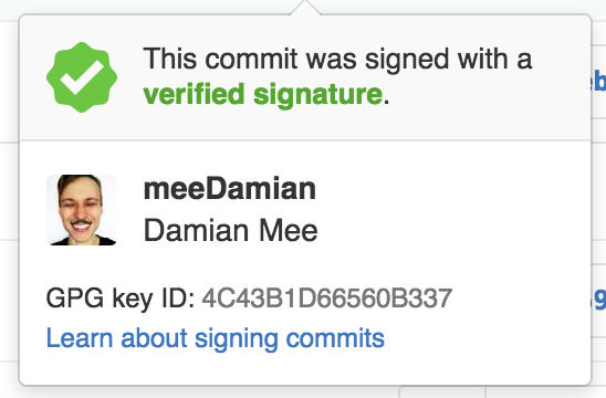 Signed commit tooltip